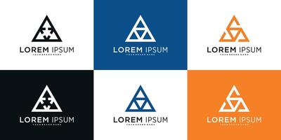 Set of creative abstract geometric triangle logo design templates. Premium vector