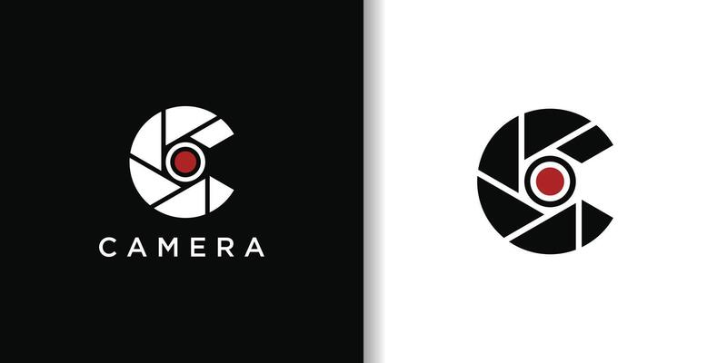 Camera logo icon design, Initial Letter C with lens photography