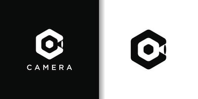 Camera logo design with Initial Letter C. Premium vector