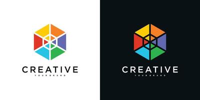 Creative abstract hexagon logo design template vector