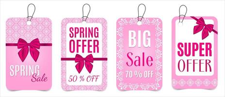 set of delicate vertical tags for spring sale vector