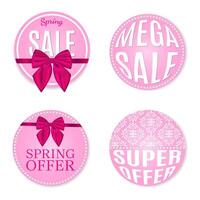 set of soft pink round stickers for spring sale vector