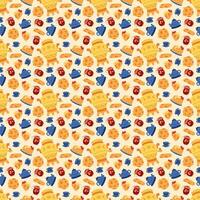 Tea party seamless pattern with samovar. Hand drawn illustration for you projects. vector