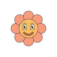 Retro groovy flower character with smile vector