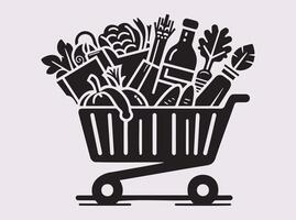High-Resolution Black Shopping Cart Silhouette for Ecommerce and Market Themes vector