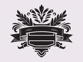 Black Silhouette of Ornate Vintage Banner with Royal Decorative Elements vector