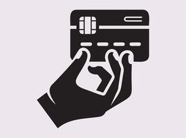 Secure Digital Payment Icon in Black Silhouette for Credit Card Transactions and Shopping vector