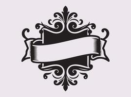 Vintage Ornate Banner Curve Black Silhouette with Classic and Intricate Design vector