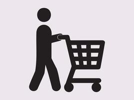 Shopping Cart Silhouette with people Icon for Supermarket, Retail, and Ecommerce Use vector