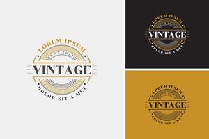 Vintage minimalist old type badge logo design template vector