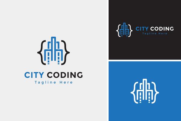 Modern city technology logo design template
