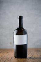 Bottle of wine on table photo