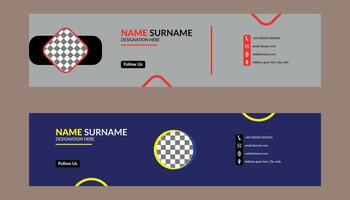 Email Signature Design in Bundle. Minimal Template Display for Promotional Campaign. vector
