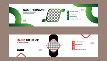 Email Signature Design in Bundle. Abstract Template Display for Promotional Campaign. vector
