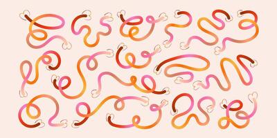 Freehand Art with Wavy Lines and Scribble Futuristic Sketches with Vibrant Colors. Playful geometric fluid organic shapes isolated. Trendy colorful freehand line doodles. vector