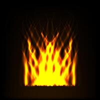 Glowing fire flames with burning energy and hot sparks create a captivating and warm effect vector