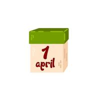 A small block calendar displaying April 1st, representing April Fools' Day. vector