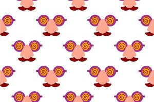 Hand drawn seamless pattern with funny glasses and mustache vector