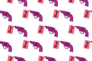 A seamless pattern with purple toy guns on a white background vector