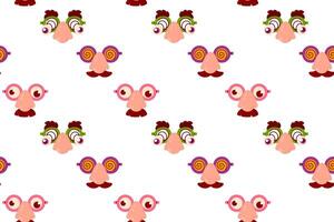 A seamless pattern featuring cartoonish faces with joke glasses, mustaches, and clown noses on a white background vector