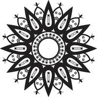 A black and white design with a circular design vector