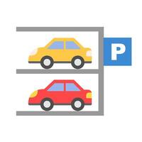 Flat design multistory parking lot icon. vector