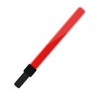 Lit red traffic baton icon. vector