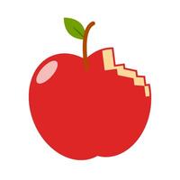 Flat design red bitten apple icon. vector
