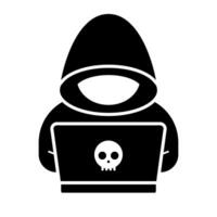 Mystery hacker silhouette icon. vector