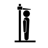 Person measuring height with height meter silhouette. vector