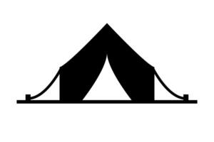 Front of camping tent silhouette. vector