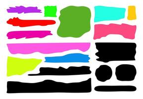 Colorful and black simple freeform, asymmetric blob. Random deformed abstract figures. Modern uneven blots or splashes vector
