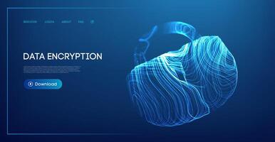 Futuristic abstract digital lock representing data encryption and cyber security in blue tones vector