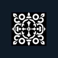 A black and white design with a circular pattern vector