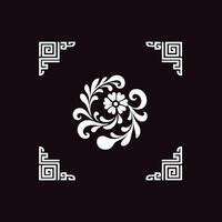 Chinese style floral design in a square frame vector