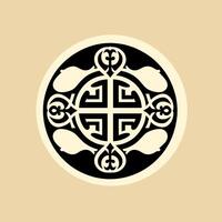 A black and white design with a cross in the center vector