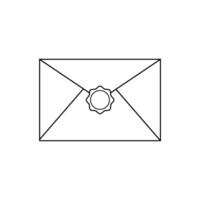 Mail Envelope with Wax Seal Outline Icon Illustration on White Background vector