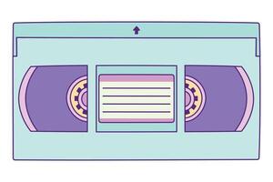 Retro VHS Cassette Hand Drawn Illustration with Outline Isolated on White Background. Vintage Analog Tape Record System. Film and Movie from 90s vector