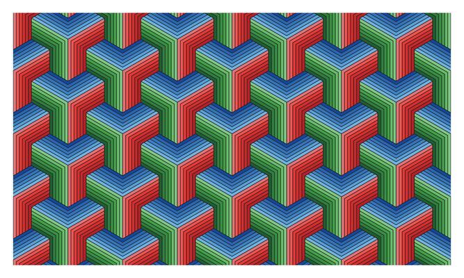 Colorful Isometric Geometric Pattern with Optical Illusion Effect