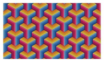 Colorful Geometric Seamless Pattern with 3D Optical Illusion Design vector