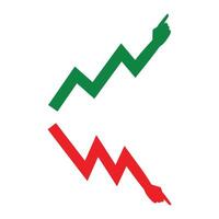 Hand Index Finger Point Arrow Contrasting Growth and Decline Stock Market Trends, Profit and Loss Graph Chart vector