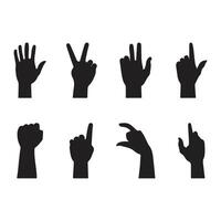 Various Hand Gestures icons set, Silhouettes of Hands Depicting Various Gestures and Sign Language vector