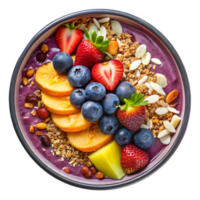 A bowl of fruit and granola with berries and nuts png