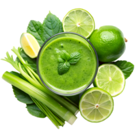 Refreshing green smoothie with vibrant limes and herbs for healthy lifestyle png