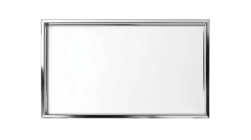 A blank photo frame with a shiny silver border, perfect for presentations or displaying artwork and photos. png