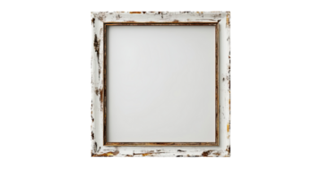 A vintage wooden frame with a distressed finish, perfect for showcasing art or personal photos in a rustic setting. png