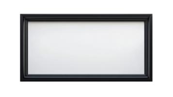 An empty black frame, ready to display your favorite artwork or photographs, complementing any interior decor. png