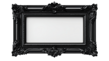 Elegant black vintage frame design perfect for showcasing art or photos with a touch of sophistication and style. png