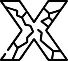 A fractured and angular X letter design with a cracked and broken appearance for a strong visual impact vector