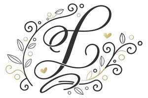 Elegant letter L designed in a flowing script font with intricate curves and decorative swirls, ideal for sophisticated branding vector